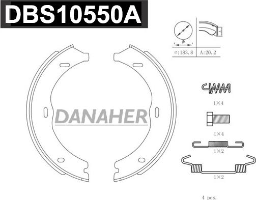 Danaher DBS10550A - Комплект гальм, ручник, парковка avtolavka.club