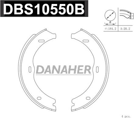 Danaher DBS10550B - Комплект гальм, ручник, парковка avtolavka.club