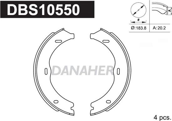 Danaher DBS10550 - Комплект гальм, ручник, парковка avtolavka.club