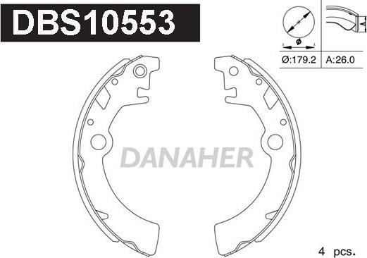 Danaher DBS10553 - Комплект гальм, барабанний механізм avtolavka.club