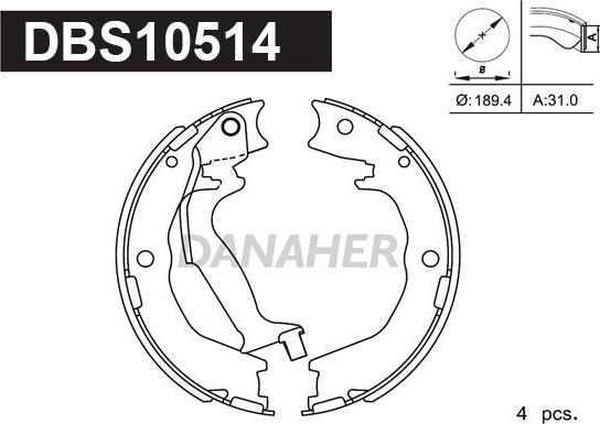 Danaher DBS10514 - Комплект гальм, ручник, парковка avtolavka.club