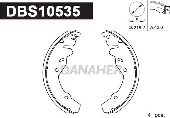 Danaher DBS10535 - Комплект гальм, барабанний механізм avtolavka.club