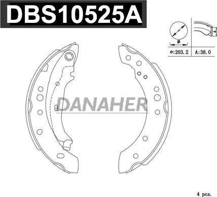 Danaher DBS10525A - Комплект гальм, барабанний механізм avtolavka.club