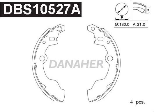 Danaher DBS10527A - Комплект гальм, барабанний механізм avtolavka.club