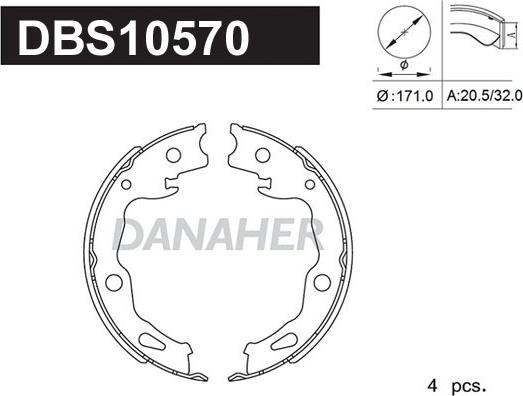 Danaher DBS10570 - Комплект гальм, ручник, парковка avtolavka.club