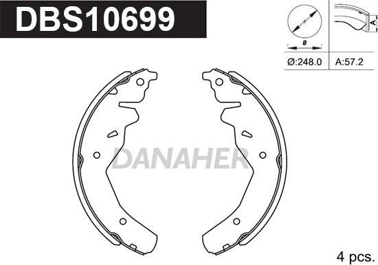 Danaher DBS10699 - Комплект гальм, барабанний механізм avtolavka.club