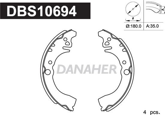 Danaher DBS10694 - Комплект гальм, барабанний механізм avtolavka.club