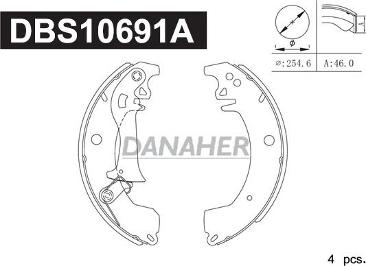 Danaher DBS10691A - Комплект гальм, барабанний механізм avtolavka.club