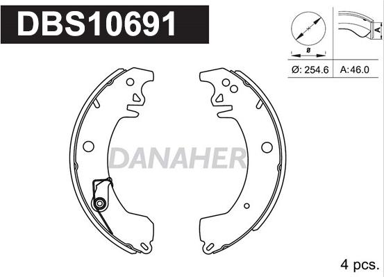 Danaher DBS10691 - Комплект гальм, барабанний механізм avtolavka.club