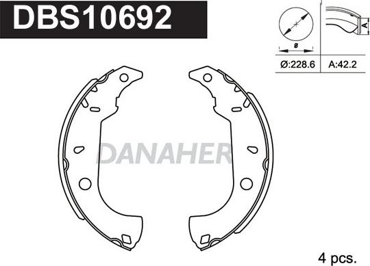 Danaher DBS10692 - Комплект гальм, барабанний механізм avtolavka.club