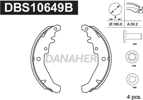 Danaher DBS10649B - Комплект гальм, барабанний механізм avtolavka.club