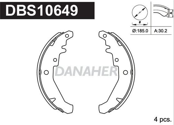 Danaher DBS10649 - Комплект гальм, барабанний механізм avtolavka.club