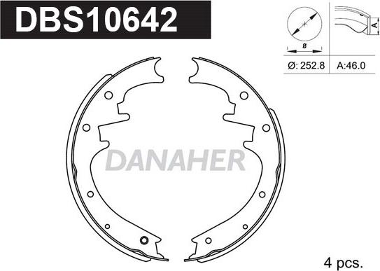Danaher DBS10642 - Комплект гальм, барабанний механізм avtolavka.club