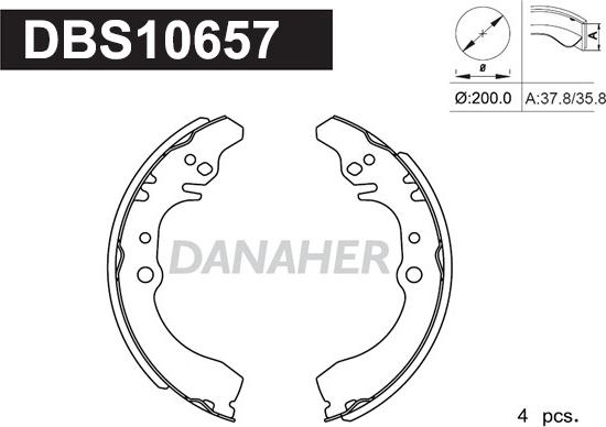 Danaher DBS10657 - Комплект гальм, барабанний механізм avtolavka.club