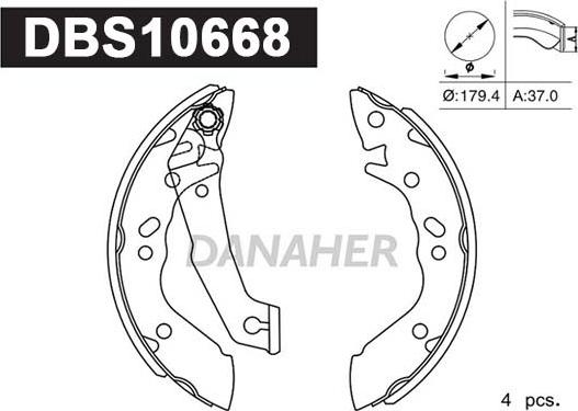 Danaher DBS10668 - Комплект гальм, барабанний механізм avtolavka.club