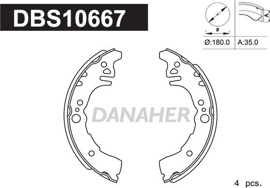 Danaher DBS10667 - Комплект гальм, барабанний механізм avtolavka.club