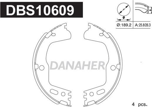 Danaher DBS10609 - Комплект гальм, ручник, парковка avtolavka.club