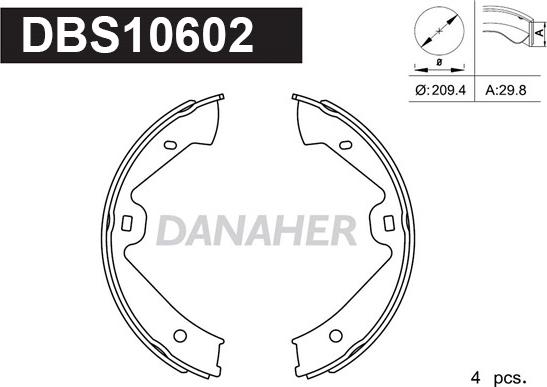 Danaher DBS10602 - Комплект гальм, ручник, парковка avtolavka.club