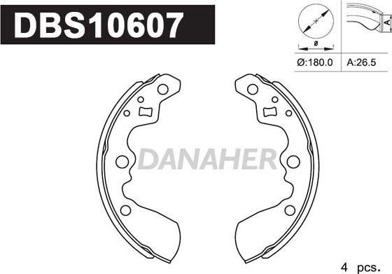 Danaher DBS10607 - Комплект гальм, барабанний механізм avtolavka.club