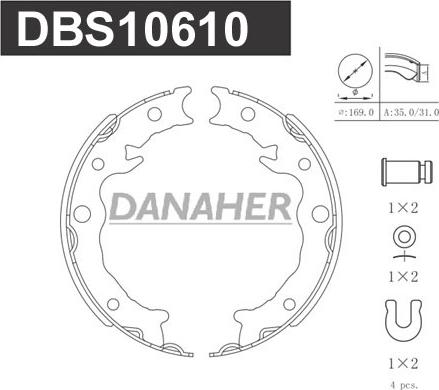 Danaher DBS10610 - Комплект гальм, ручник, парковка avtolavka.club