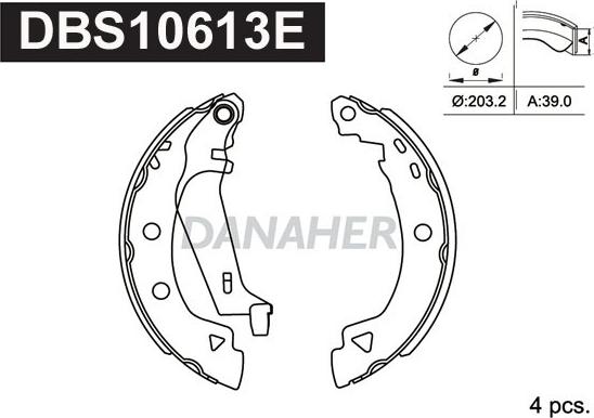 Danaher DBS10613E - Комплект гальм, барабанний механізм avtolavka.club