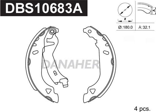 Danaher DBS10683A - Комплект гальм, барабанний механізм avtolavka.club