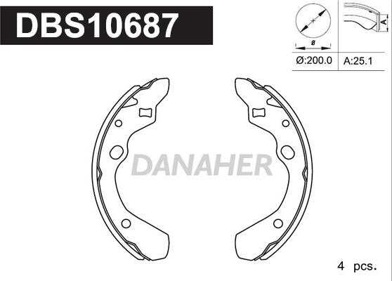 Danaher DBS10687 - Комплект гальм, барабанний механізм avtolavka.club