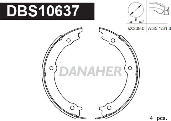 Danaher DBS10637 - Комплект гальм, ручник, парковка avtolavka.club