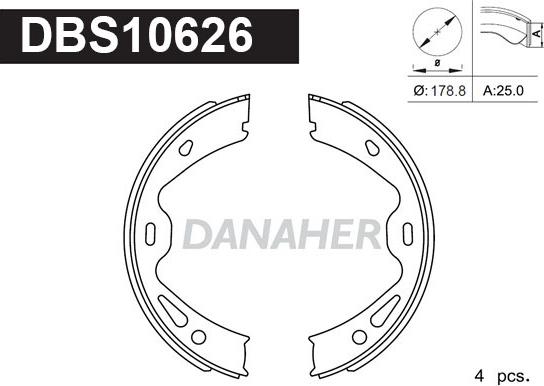 Danaher DBS10626 - Комплект гальм, ручник, парковка avtolavka.club