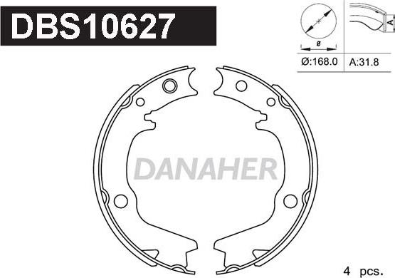 Danaher DBS10627 - Комплект гальм, ручник, парковка avtolavka.club