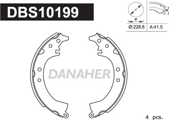 Danaher DBS10199 - Комплект гальм, барабанний механізм avtolavka.club