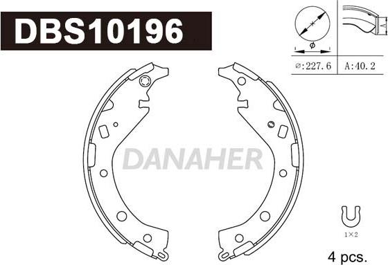 Danaher DBS10196 - Комплект гальм, барабанний механізм avtolavka.club