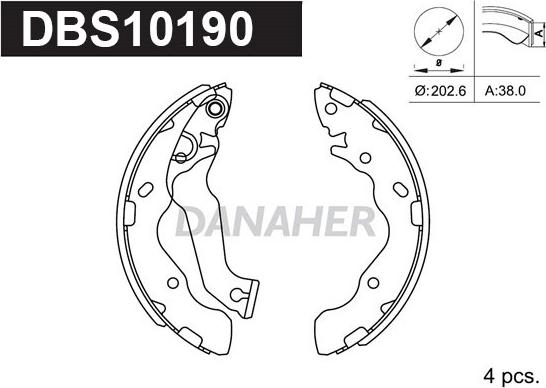 Danaher DBS10190 - Комплект гальм, барабанний механізм avtolavka.club