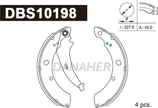 Danaher DBS10198 - Комплект гальм, барабанний механізм avtolavka.club