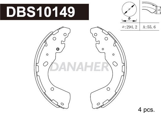 Danaher DBS10149 - Комплект гальм, барабанний механізм avtolavka.club