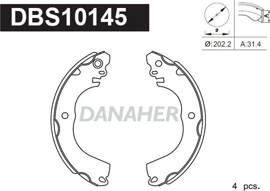 Danaher DBS10145 - Комплект гальм, барабанний механізм avtolavka.club