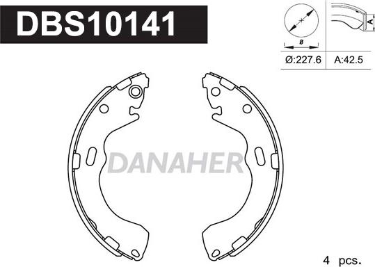 Danaher DBS10141 - Комплект гальм, барабанний механізм avtolavka.club