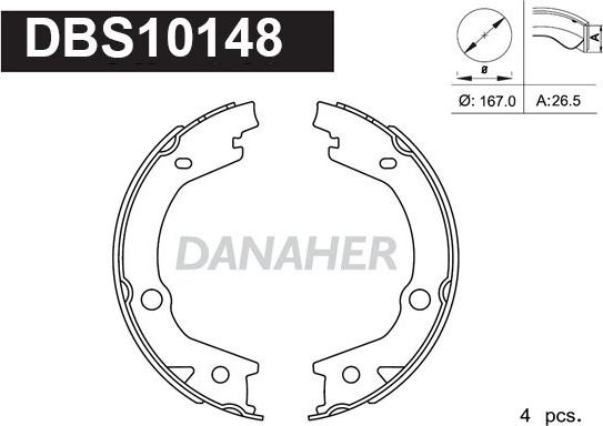 Danaher DBS10148 - Комплект гальм, ручник, парковка avtolavka.club