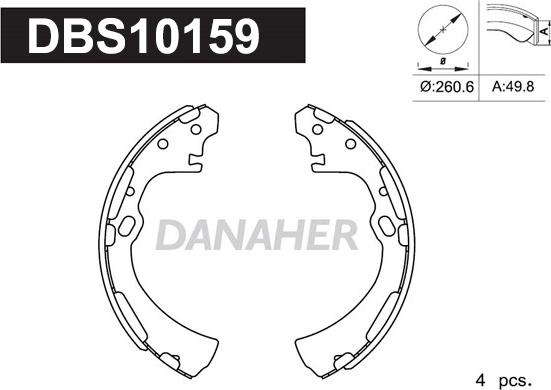 Danaher DBS10159 - Комплект гальм, барабанний механізм avtolavka.club