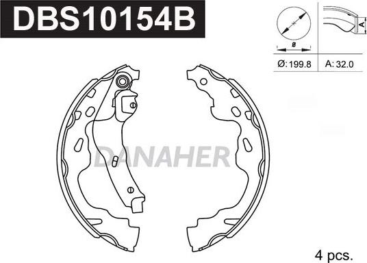 Danaher DBS10154B - Комплект гальм, барабанний механізм avtolavka.club