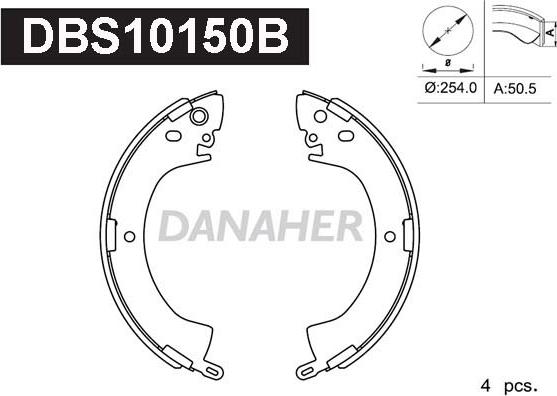 Danaher DBS10150B - Комплект гальм, барабанний механізм avtolavka.club