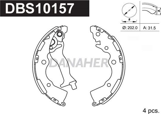 Danaher DBS10157 - Комплект гальм, барабанний механізм avtolavka.club