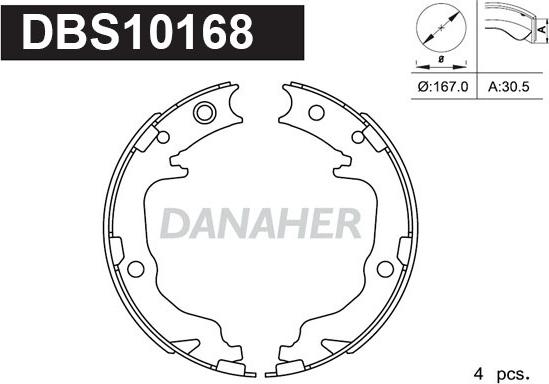 Danaher DBS10168 - Комплект гальм, ручник, парковка avtolavka.club