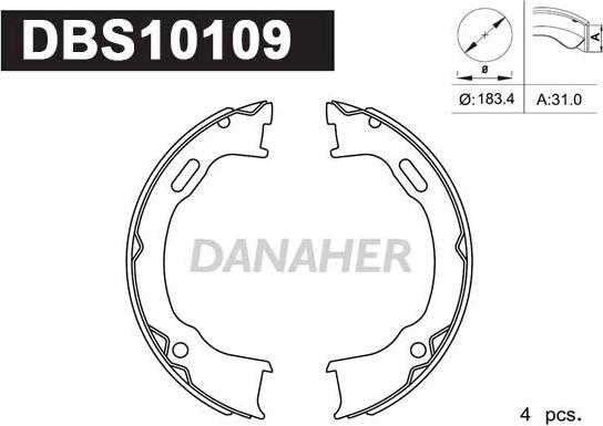 Danaher DBS10109 - Комплект гальм, ручник, парковка avtolavka.club