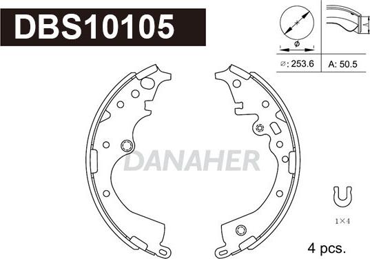 Danaher DBS10105 - Комплект гальм, барабанний механізм avtolavka.club