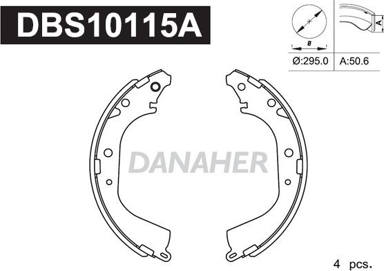 Danaher DBS10115A - Комплект гальм, барабанний механізм avtolavka.club