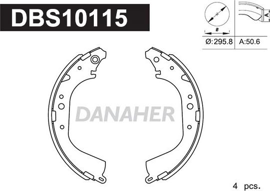 Danaher DBS10115 - Комплект гальм, барабанний механізм avtolavka.club