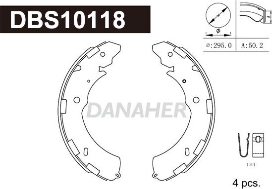 Danaher DBS10118 - Комплект гальм, барабанний механізм avtolavka.club