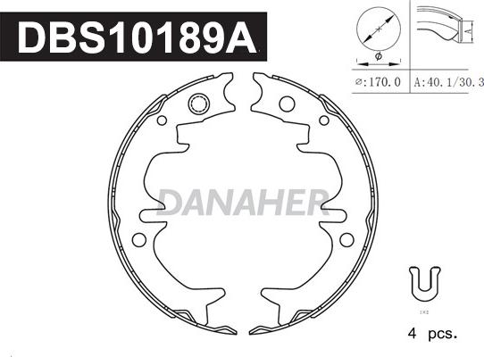 Danaher DBS10189A - Комплект гальм, ручник, парковка avtolavka.club