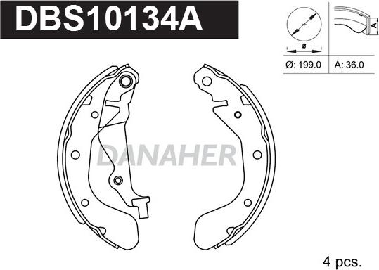 Danaher DBS10134A - Комплект гальм, барабанний механізм avtolavka.club